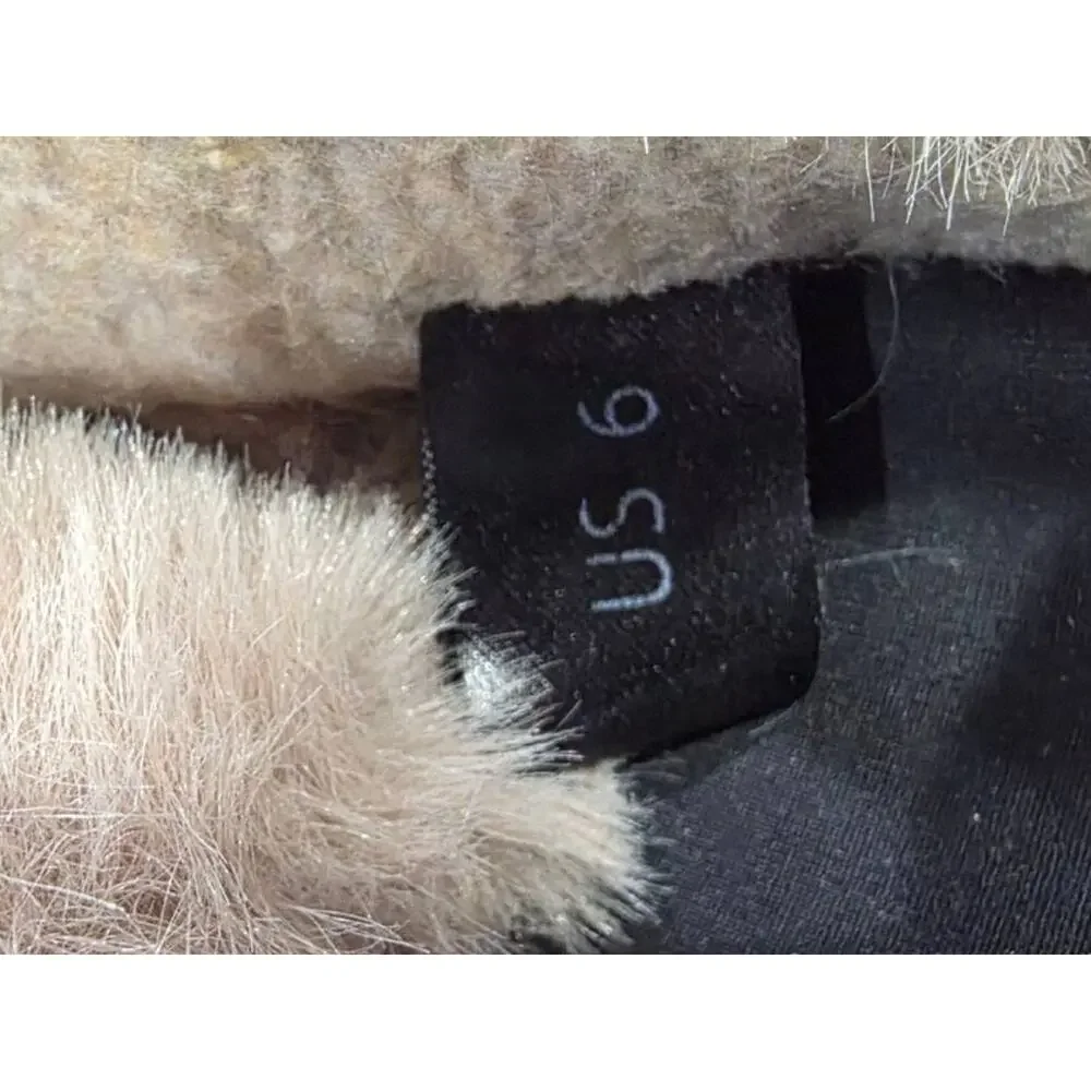 ROAM preppy Y2K Cloud Slippers Faux Fur flat Beige Sz 6 S000084 - Picture 8 of 9